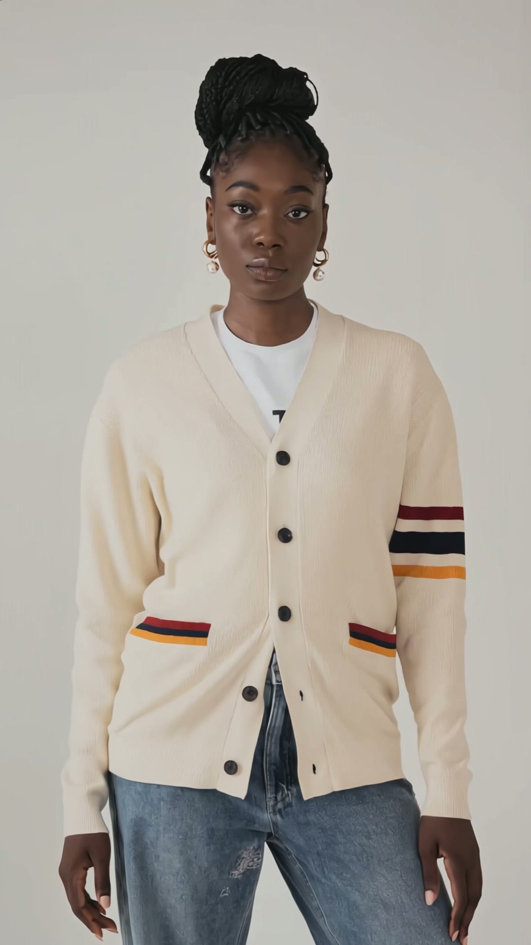 Oversized cream wool coat
